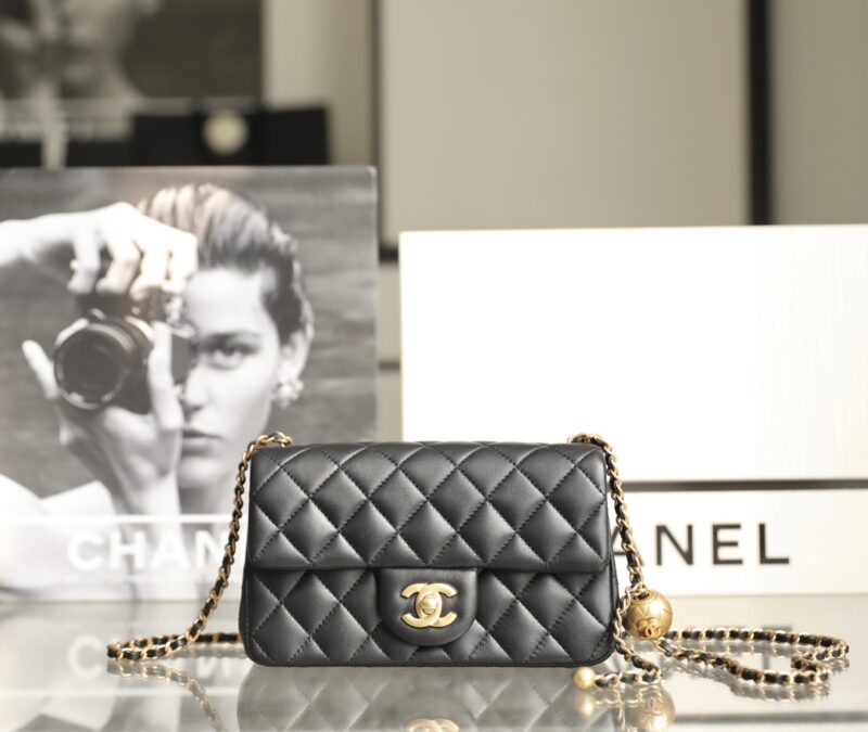 CHANEL CF 17cm Golden Ball Black - chanel golden ball black replica front view