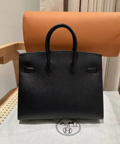 Fake Hermès Birkin Epsom Black Noir Gold - designer handbag clone