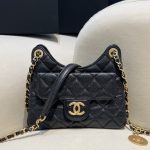 CHANEL 23c Hobo Small Black - chanel 23c hobo black dupe front view