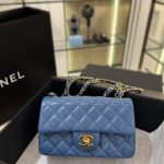 CHANEL Classic Flap 20cm Blue - chanel 20cm blue replica front view