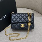 CHANEL Camellia Flap Black - chanel camellia flap dupe front view