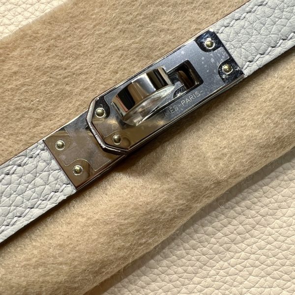 Replica Hermès Birkin Haze Blue Cream White - high-end replica designer purse