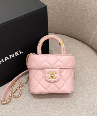CHANEL Tweed-Griff Crush Small Pink
