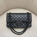 CHANEL Classic Flap 25cm All Black - chanel all black replica front view