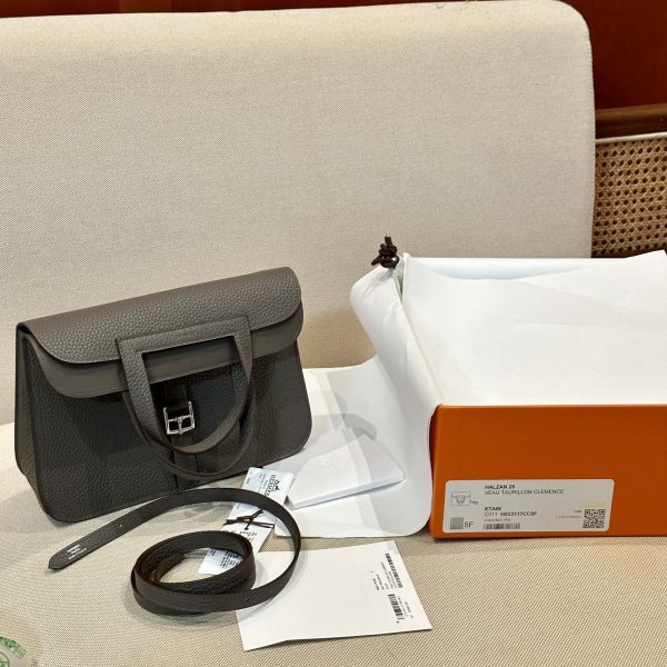 Replica Hermès Halzan Dark Grey - high-quality designer bag dupe