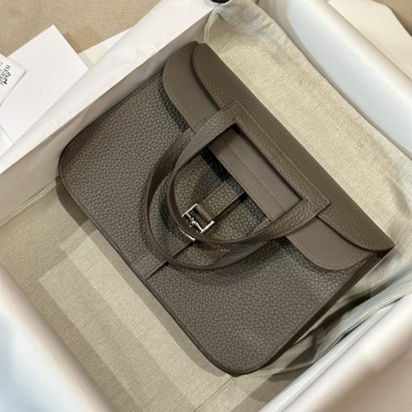 Replica Hermès Halzan Dark Grey - 1:1 premium replica handbag