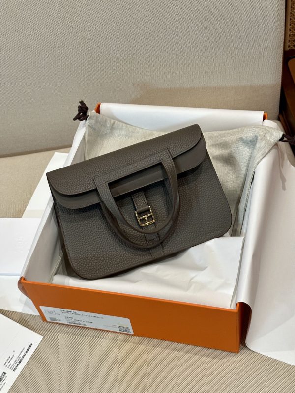 Fake Hermès Halzan Dark Grey - best quality fake designer bag