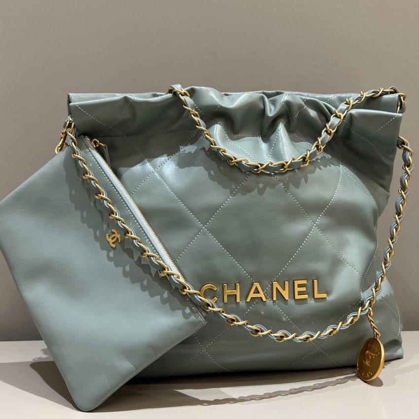 chanel-22-small-handbag-mint-green-gallery-5 CHANEL 22 Small Handbag Mint Green - fake chanel 22 detail 8