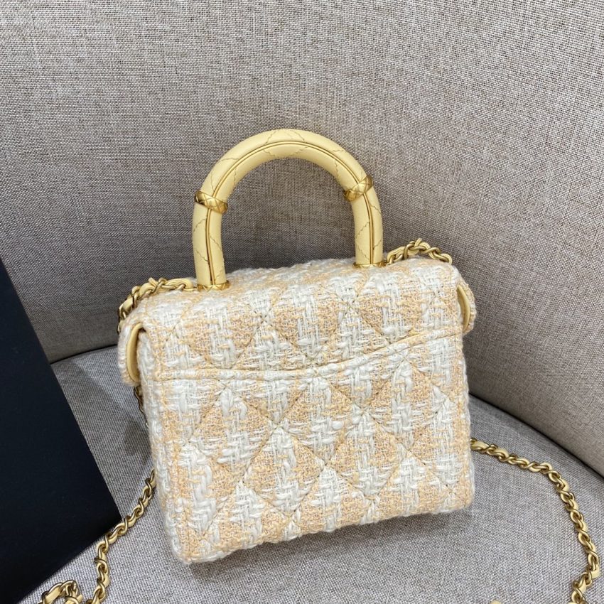 CHANEL Tweed Handle Crush Small Apricot - chanel tweed bag dupe detail 2