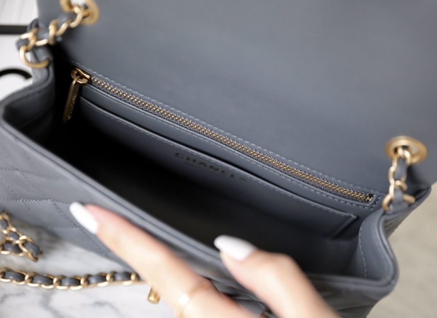 g1-13 CHANEL CF 20cm Golden Ball Grey - fake chanel golden ball grey detail 1
