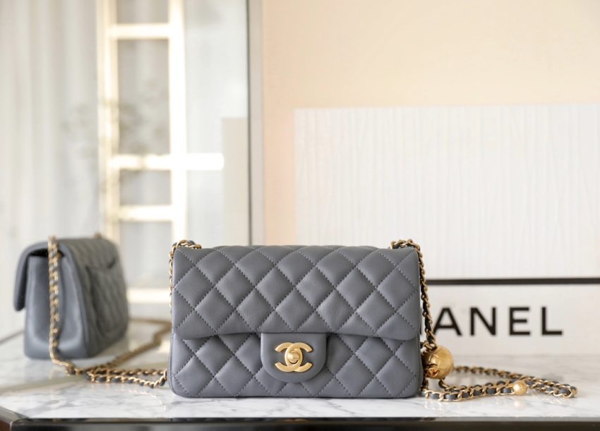 g2-13 CHANEL CF 20cm Golden Ball Grey - fake chanel golden ball grey detail 2