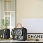 g2-24 CHANEL CF 19 cm Handle Black - chanel mini flap handle black replica detail 2