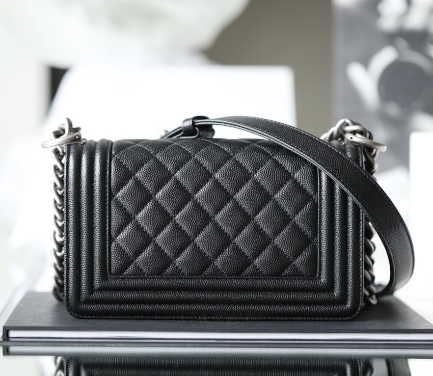 CHANEL Le Boy Black Small - fake chanel boy small detail 3
