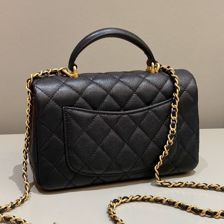 g4-23 CHANEL CF 20 cm Handle Black - chanel classic handle black dupe detail 4