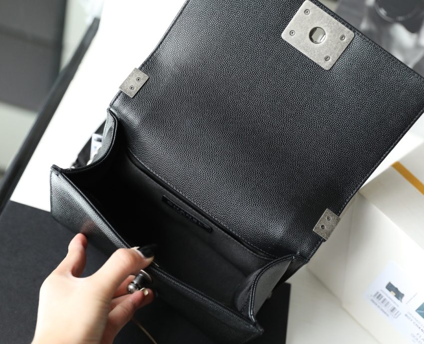 CHANEL Le Boy Black Small - fake chanel boy small detail 4