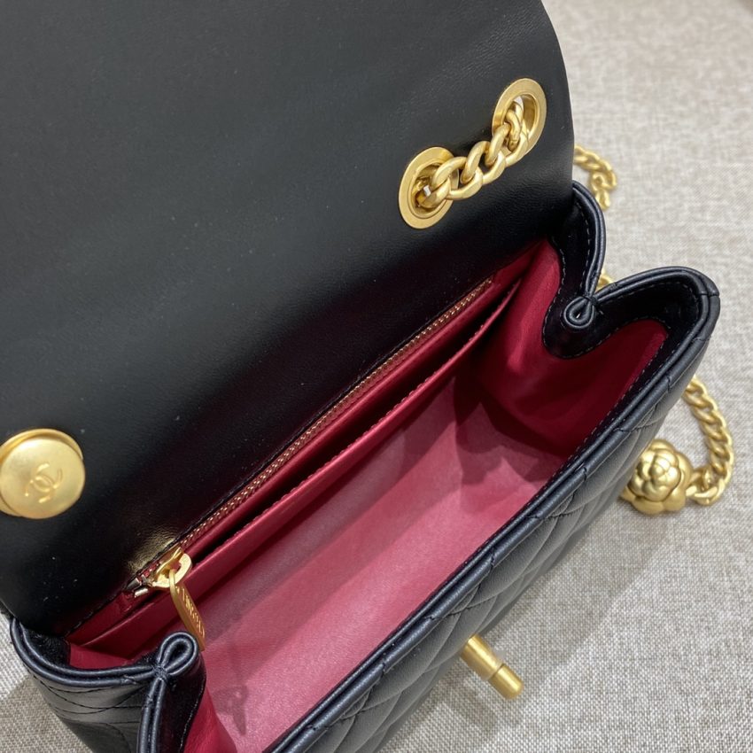 g5-17 CHANEL 23S Camellia Square Black - chanel camellia square black dupe detail 5