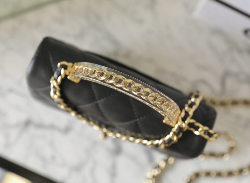 g5-24 CHANEL CF 19 cm Handle Black - chanel mini flap handle black replica detail 5