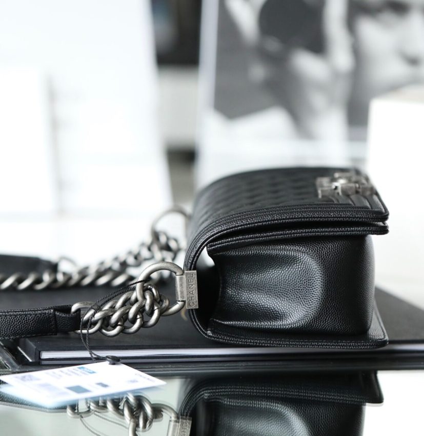 CHANEL Le Boy Black Small - fake chanel boy small detail 5