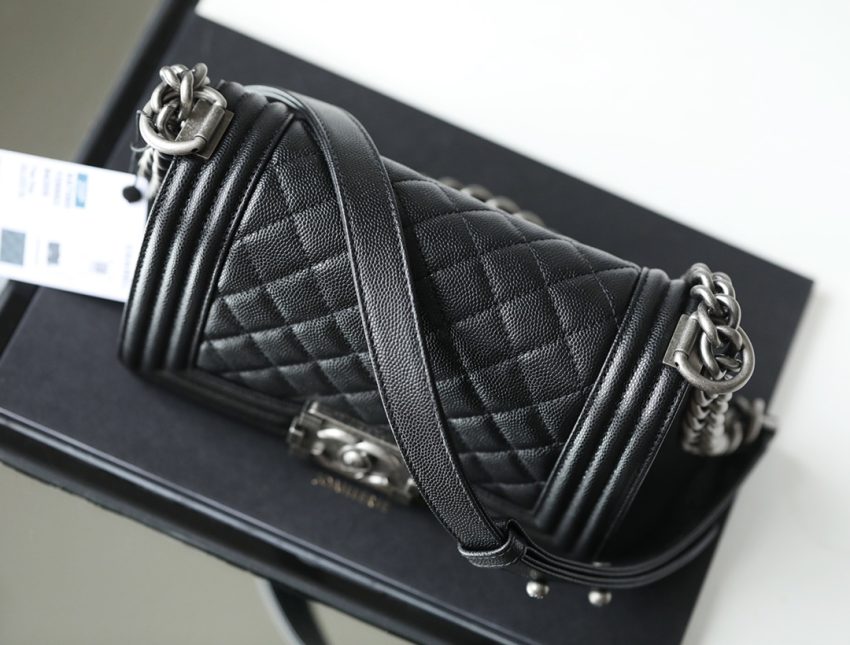 CHANEL Le Boy Black Small - fake chanel boy small detail 6