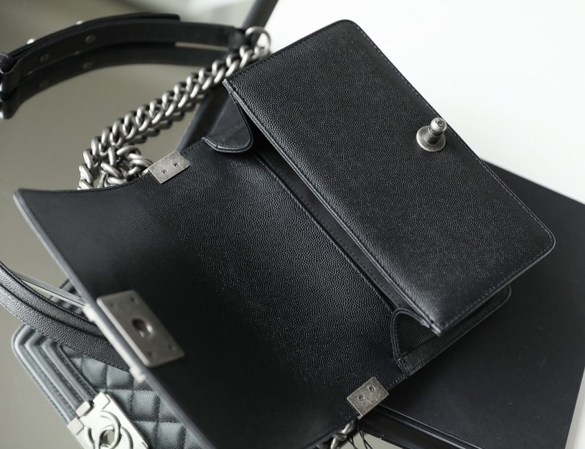 CHANEL Le Boy Black Small - fake chanel boy small detail 7