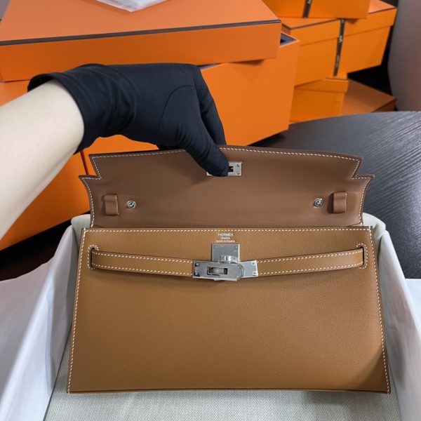 Hermes Kelly Elan Brown Silver