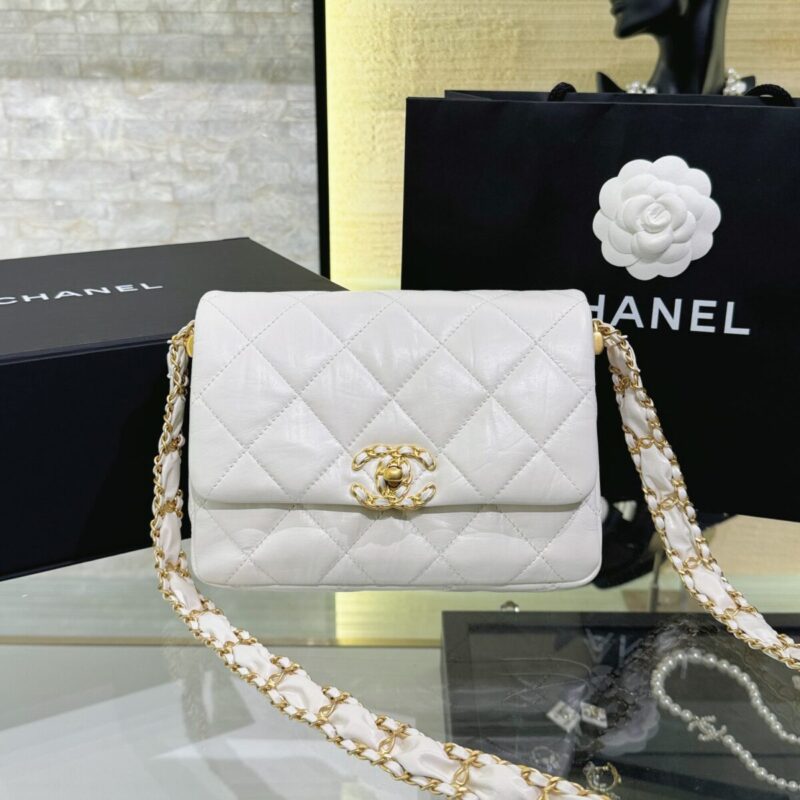 img_6e471929_20240209_a1707462196525_8141.jpg CHANEL 19 Mini Flap White Bag - fake chanel 19 mini front view