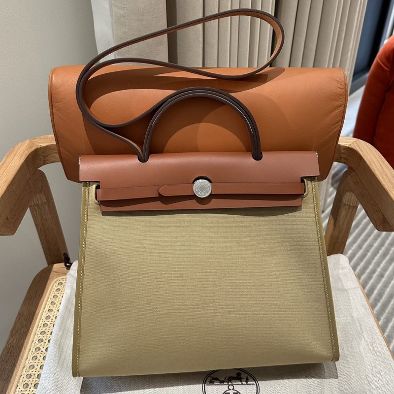 Fake Hermès Herbag 31Cm Brown Canvas - elite factory replica handbag