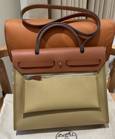 Fake Hermès Herbag 31Cm Brown Canvas - top-grade luxury bag dupe