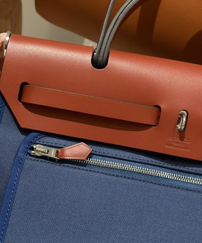 Fake Hermès Herbag 31Cm Blue Canvas - best quality fake designer bag