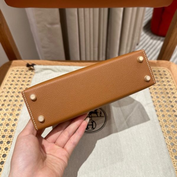 Replica Hermès Kelly Brown Epsom Gold - affordable luxury replica bag