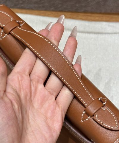 Replica Hermès Kelly Pochette Swift Brown - high-end replica designer purse