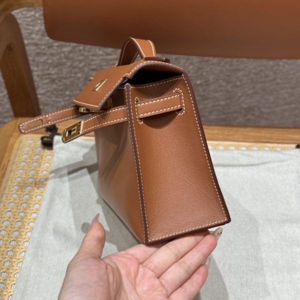 Replica Hermès Kelly Pochette Swift Brown - high-end replica designer purse