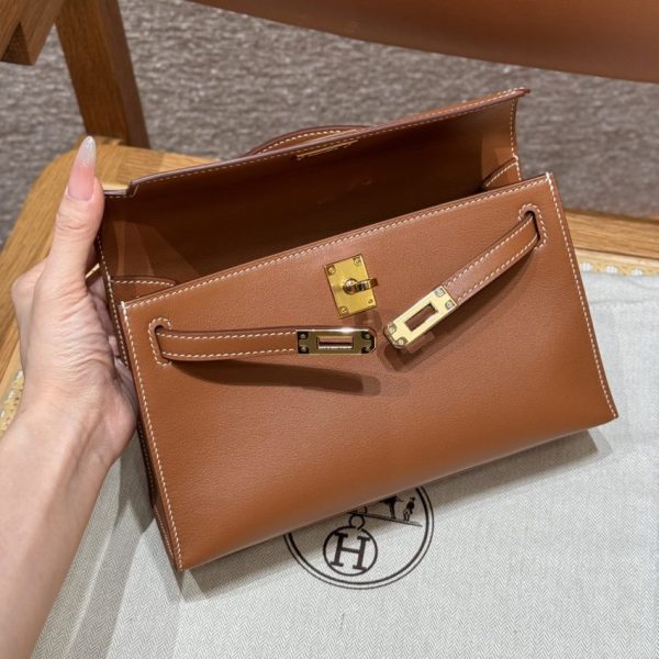 Replica Hermès Kelly Pochette Swift Brown