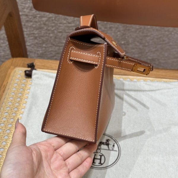 Replica Hermès Kelly Pochette Swift Brown - top-grade luxury bag dupe