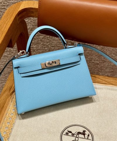 Fake Hermès Kelly Celeste Epsom - top-grade luxury bag dupe