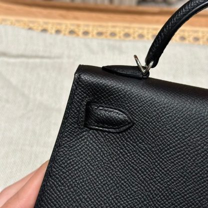 Replica Hermès Kelly Black Epsom Silver - affordable luxury replica bag