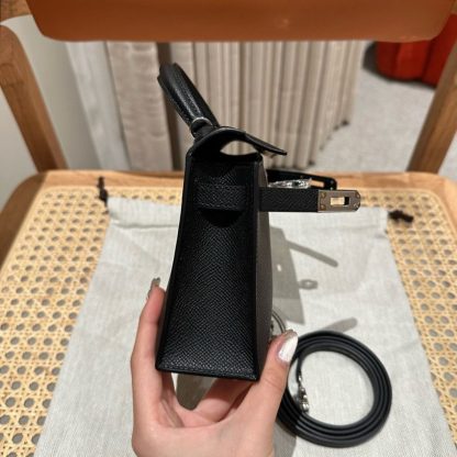 Replica Hermès Kelly Black Epsom Silver - high-quality designer bag dupe