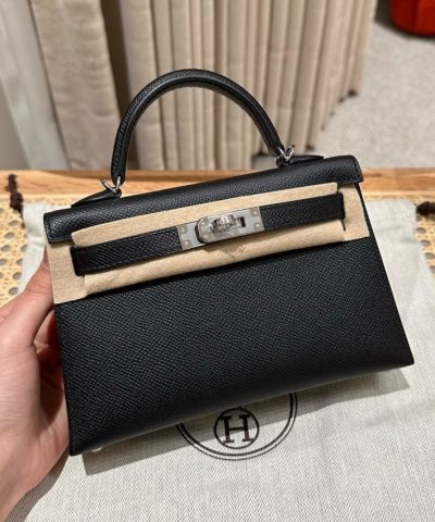 Replica Hermès Kelly Black Epsom Silver - best quality fake designer bag