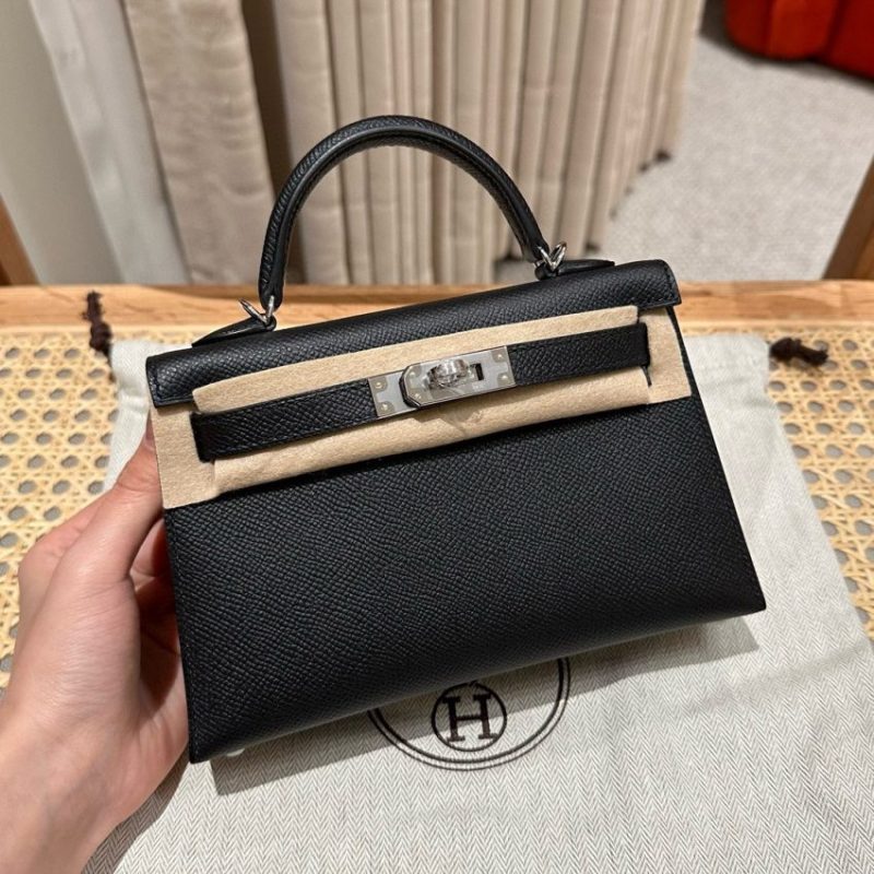 Replica Hermès Kelly Black Epsom Silver - best quality fake designer bag