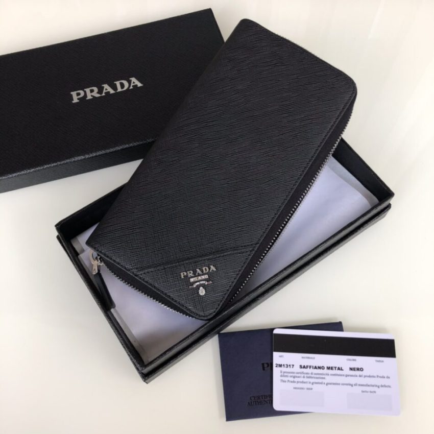 prada-saffiano-long-wallet-black-silver-gallery-1
