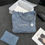 CHANEL 22 Mini Handbag Denim - chanel 22 dupe front view