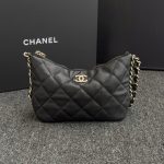 CHANEL 24p Dumpling Bag Black - chanel dumpling bag dupe front view