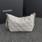 CHANEL 24p Dumpling Bag Gray - chanel dumpling bag replica front view
