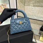 CHANEL 23k Kelly Grey-Blue - chanel kelly grey blue replica front view