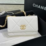 CHANEL 19 Wallet on Chain White - chanel wallet on chain dupe front view