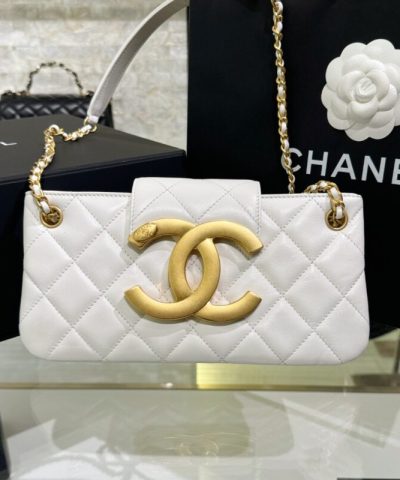 CHANEL 24c Baguette Bag White - chanel baguette replica front view