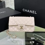 CHANEL Classic Flap 20cm Beige - chanel mini flap dupe front view