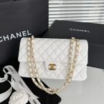 CHANEL Classic Flap 25cm White - chanel white bag replica front view