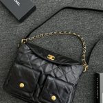 CHANEL 24p Postman Bag Small Black - fake chanel postman bag front view
