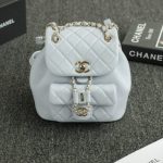 CHANEL 23A Backpack Small Light Blue - fake chanel backpack front view